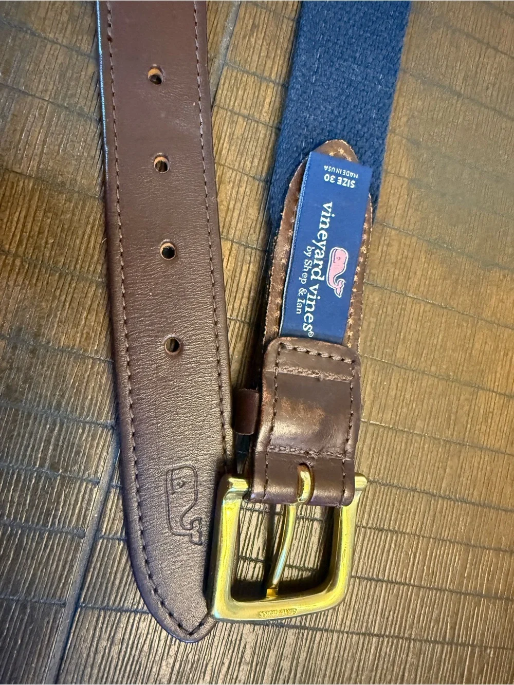 Vineyard Vines whale canvas Club belt size 30
